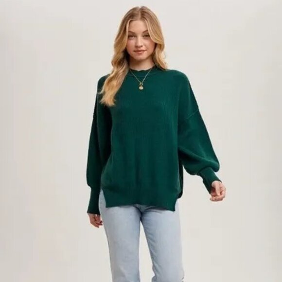 CLEAR OUT!! Ribbed Mock Neck Pullover - Picture 2 of 9